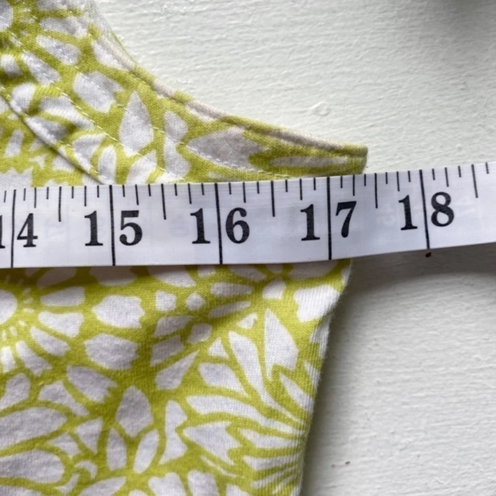 Madison Greenish-Yellow Floral Cotton V-Neck‎ Tank Midi Dress